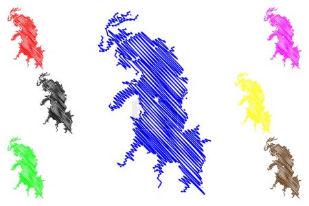 Ilustración de Lago Hugo embalse (Estados Unidos de América, América del Norte, nosotros, EE.UU., Oklahoma) mapa vector ilustración, garabato boceto Hugo Presa mapa - Imagen libre de derechos