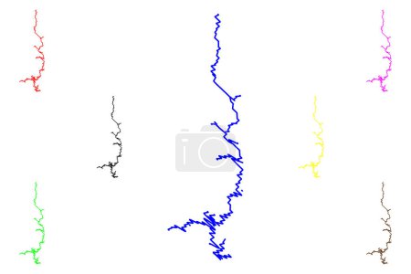 Illustration for Lake Oahe Reservoir (United States of America, North America, us, usa, South Dakota and North Dakota) map vector illustration, scribble sketch Oahe Dam map - Royalty Free Image