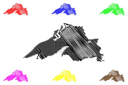 Ilustración de Lake Superior (Canada, United States, North America, us, Great Lakes) map vector illustration, scribble sketch map - Imagen libre de derechos