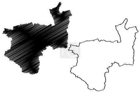 Ilustración de Kufstein district (Republic of Austria or osterreich, Tyrol or Tirol state) mapa vector illustration, scribble sketch Bezirk Kufstein mapa - Imagen libre de derechos