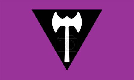 Illustration for Labrys Lesbian pride flag, Equality flag, Symbol of Lesbian feminism, LGBT movement, LGBTQ community, White labrys on the black triangle, set against a lavender-purple background - Royalty Free Image