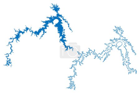 Ilustración de Lago Serra da Mesa (República Federativa de Brasil) mapa vector ilustración, boceto de garabato Embalse Sao Felix mapa de la presa - Imagen libre de derechos