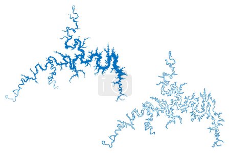 Illustration for Table Rock Lake (United States of America, Missouri, Arkansas) map vector illustration, scribble sketch Reservoir Table Rock Dam map - Royalty Free Image