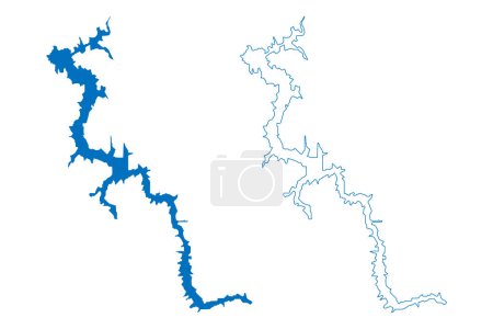 Illustration for El Cajon Lake (Mexico, United Mexican States) map vector illustration, scribble sketch Reservoir Dam map - Royalty Free Image