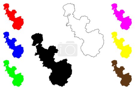 Illustration pour Illustration vectorielle de carte de la ville d'Anshan (République populaire de Chine, RPC), croquis gribouillé Carte de la ville au niveau de la préfecture d'Anshan - image libre de droit