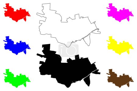 Téléchargez les illustrations : Pinsk ville (République de Biélorussie) illustration vectorielle de la carte, croquis croquis croquis Pinsk carte - en licence libre de droit
