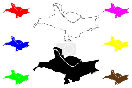 Ilustración de Barra Mansa city (Federative Republic of Brazil, Rio de Janeiro state) mapa vector illustration, scribble sketch Barra Mansa map - Imagen libre de derechos