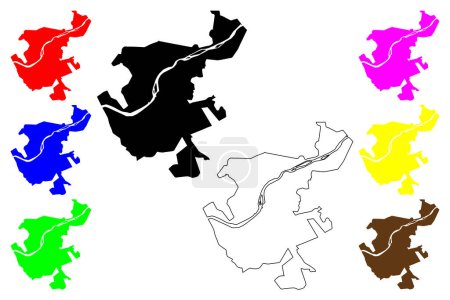 Ilustración de Barra do Pirai city (Federative Republic of Brazil, Rio de Janeiro state) mapa vector illustration, scribble sketch map - Imagen libre de derechos