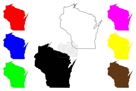 State of Wisconsin (United States of America, USA or U.S.A.) silhouette and outline map