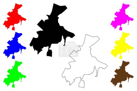 Brusque city (Federative Republic of Brazil, Santa Catarina state) mapa vector illustration, scribble sketch Brusque map