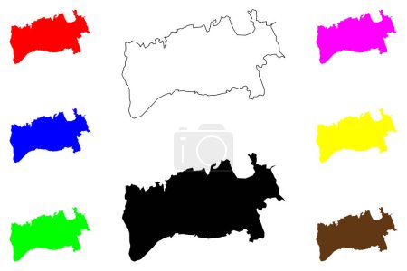 Guarulhos city (República Federativa de Brasil, Sao Paulo state) mapa vector ilustración, boceto de garabato Guarulhos mapa