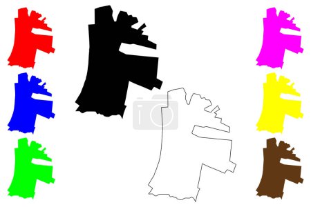 Ilustración de Ciudad de La Serena (República de Chile) mapa vector ilustración, boceto de garabato Ciudad de La Serena y Comuna mapa - Imagen libre de derechos
