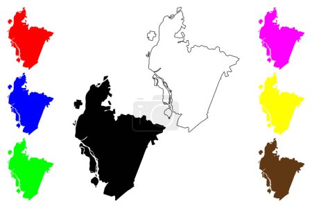 Ilustración de Ciudad de Neiva (República de Colombia) mapa vector ilustración, boceto garabato Mapa de Neiva - Imagen libre de derechos