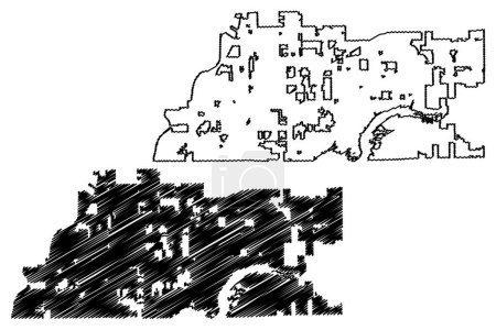 Fishers City, Indiana (Villes des États-Unis, États-Unis d'Amérique, nous, la ville des États-Unis) illustration vectorielle de carte, croquis croquis de gribouillis City of Fishers carte