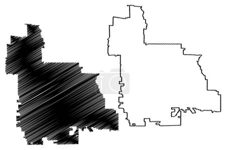 Gresham City, Oregon (United States cities, United States of America, us, usa city) map vector illustration, scribble sketch City of Gresham map