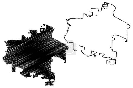 Hillsboro City, Oregon (Villes des États-Unis d'Amérique, États-Unis d'Amérique, nous, ville des États-Unis d'Amérique) illustration vectorielle de la carte, croquis en croquis ville de Hillsboro carte