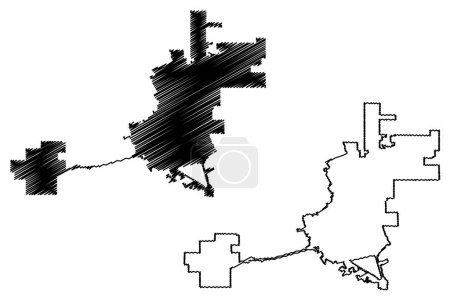 Las Cruces City, New Mexico (United States cities, United States of America, us, usa city) map vector illustration, scribble sketch City of Las Cruces map