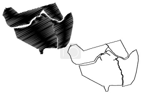 Ilustración de Lowell City, Massachusetts (United States cities, United States of America, us, usa city) mapa vector illustration, scribble sketch Ciudad de Lowell mapa - Imagen libre de derechos