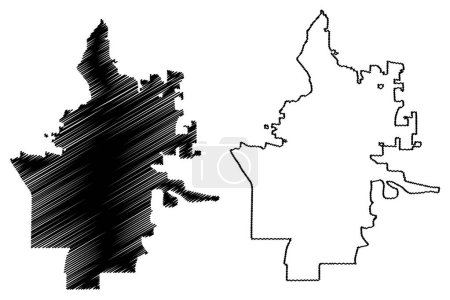 Renton City, Washington (Villes des États-Unis d'Amérique, États-Unis d'Amérique, nous, États-Unis d'Amérique) illustration vectorielle de la carte, croquis en croquis ville de Renton carte