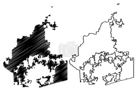 South Fulton City, Géorgie (Villes des États-Unis, États-Unis d'Amérique, nous, États-Unis d'Amérique) illustration vectorielle de la carte, croquis à griffonner Carte de la ville de la Renaissance