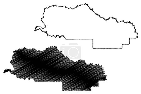 Comté de Moira (Commonwealth d'Australie, État de Victoria, Vic) illustration vectorielle de la carte, croquis gribouillé Carte du Conseil du comté de Moira