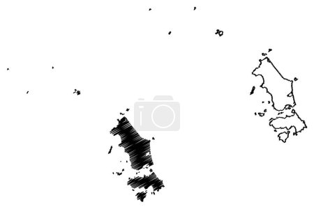 Flinders Council (Commonwealth of Australia, Tasmania, lutruwita) mapa vector ilustración, garabato boceto Flinders mapa