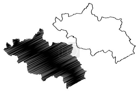 Schwyz District (Switzerland, Swiss Confederation, Canton of Schwyz) map vector illustration, scribble sketch Bezirk Schwyz map