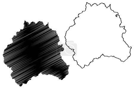 Ilustración de Sarine District (Suiza, Confederación Suiza, Cantón de Friburgo o Friburgo) mapa vector ilustración, boceto de garabato Saanebezirk o District de la Sarena mapa - Imagen libre de derechos