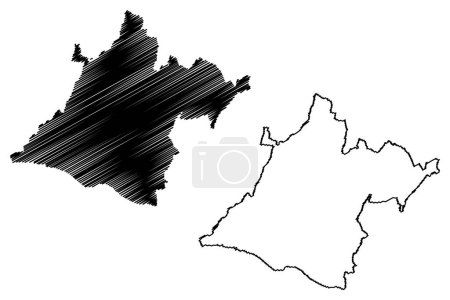 Ilustración de Lavaux-Oron District (Switzerland, Swiss Confederation, Canton of Vaud, Waadt or Vod) mapa vector illustration, scribble sketch Bezirk Lavaux Oron mapa - Imagen libre de derechos