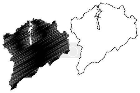 Ilustración de Gruyere District (Suiza, Confederación Suiza, Cantón de Friburgo) mapa vector ilustración, garabato boceto Greyerzbezirk o District de la Gruvire mapa - Imagen libre de derechos
