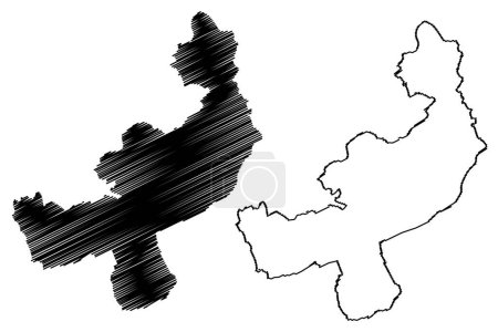 Ilustración de Bucheggberg District (Suiza, Confederación Suiza, Cantón de Soleura o Soleure) mapa vector ilustración, garabato boceto Bezirk Bucheggberg mapa - Imagen libre de derechos
