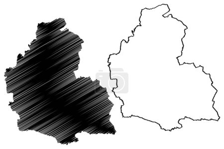Ilustración de Dielsdorf District (Suiza, Confederación Suiza, Cantón de Zurich) mapa vector ilustración, boceto de garabato Bezirk Dielsdorf mapa - Imagen libre de derechos