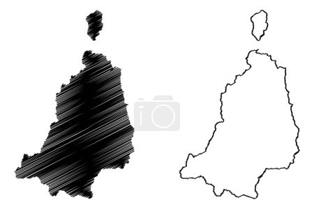 Ilustración de Distrito de Visp (Suiza, Confederación Suiza, Cantón de Valais o Wallis) mapa vector ilustración, garabato boceto Bezirk Mapa de Visp - Imagen libre de derechos