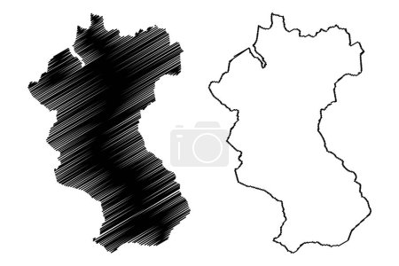 Ilustración de Bernina District (Suiza, Confederación Suiza, Canton of Grisons, Graubunden) mapa vector ilustración, boceto de garabato Mapa de la región de Bernina - Imagen libre de derechos