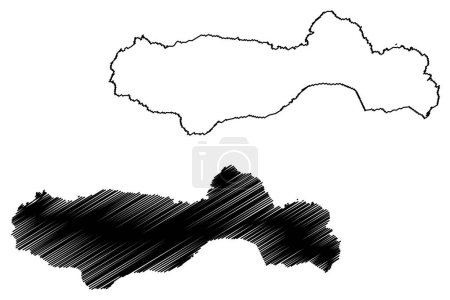Mucajai municipality (State of Roraima, Municipalities of Brazil, Federative Republic of Brazil) mapa vector illustration, scribble sketch Mucajai map