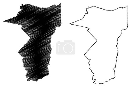 Sao Luiz municipalité (État de Roraima, Municipalités du Brésil, République fédérative du Brésil) illustration vectorielle de la carte, croquis de gribouillis Sao Luiz do Anaua carte
