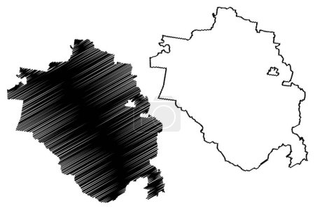 Région de South Burnett (Commonwealth d'Australie, État du Queensland) illustration vectorielle de la carte, croquis à griffes Carte de South Burnett