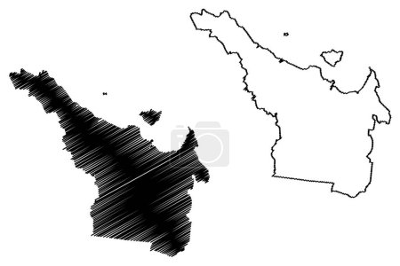 Ilustración de Ciudad de Townsville (Mancomunidad de Australia, estado de Queensland) mapa vector ilustración, garabato boceto Townsville mapa - Imagen libre de derechos
