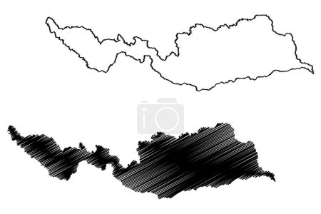 Amajari municipalité (État de Roraima, Municipalités du Brésil, République fédérative du Brésil) illustration vectorielle de la carte, croquis en croquis Amajari carte