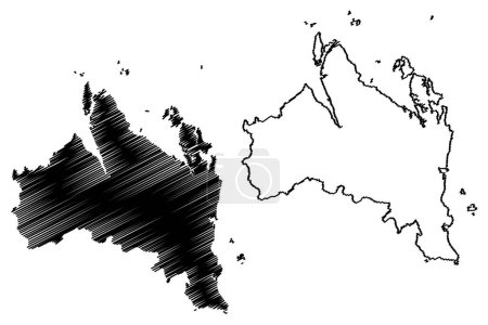 Shire of Livingstone (Commonwealth of Australia, estado de Queensland) mapa vector ilustración, garabato boceto mapa Livingstone