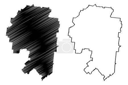 Ilustración de Región de Longreach (Mancomunidad de Australia, estado de Queensland) mapa vector ilustración, boceto garabato Mapa de Longreach - Imagen libre de derechos