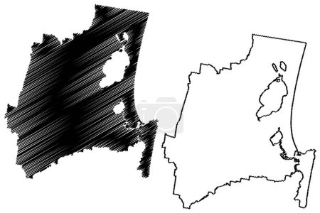 Ilustración de Shire of Noosa (Commonwealth of Australia, estado de Queensland) mapa vector ilustración, boceto garabato Noosa mapa - Imagen libre de derechos