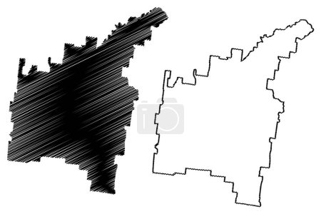 Ilustración de Shire of Mure.net (Commonwealth of Australia, estado de Queensland) mapa vector ilustración, garabato bosquejo - Imagen libre de derechos