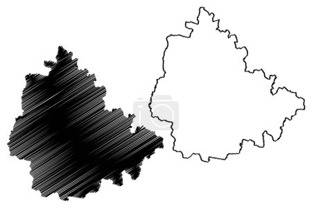 Région de North Burnett (Commonwealth d'Australie, État du Queensland) illustration vectorielle de la carte, croquis à griffes Carte de North Burnett