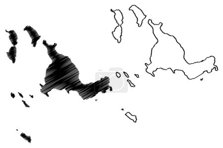 Ilustración de Comarca aborigen de Palm Island (Mancomunidad de Australia, estado de Queensland) mapa vector ilustración, garabato bosquejo Palm Island Community Council map - Imagen libre de derechos