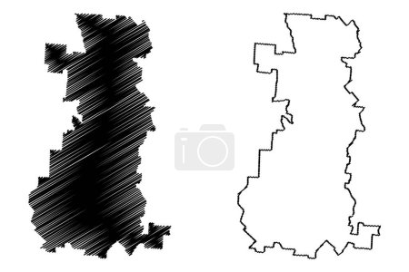 Ilustración de Shire of Cloncurry (Commonwealth of Australia, estado de Queensland) mapa vector ilustración, garabato bosquejo mapa Cloncurry - Imagen libre de derechos