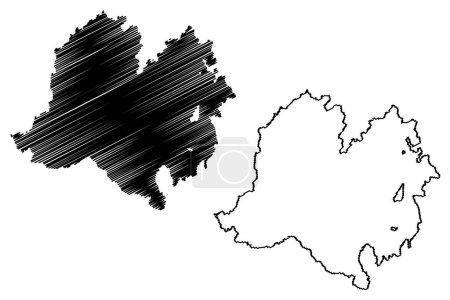 Ilustración de Región de las Tierras Altas Centrales (Mancomunidad de Australia, estado de Queensland) mapa vector ilustración, boceto garabato Mapa de las Tierras Altas Centrales - Imagen libre de derechos