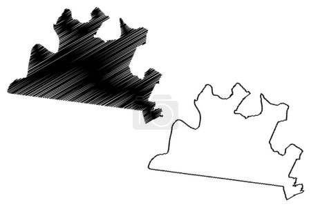 Ilustración de Shire aborigen de Cherbourg (Commonwealth of Australia, estado de Queensland) mapa vector ilustración, boceto de garabato Cherbourg mapa - Imagen libre de derechos