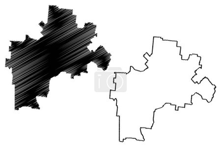 Ilustración de Shire of Barcoo (Commonwealth of Australia, Queensland state) mapa vector ilustración, garabato bosquejo Barcoo mapa - Imagen libre de derechos