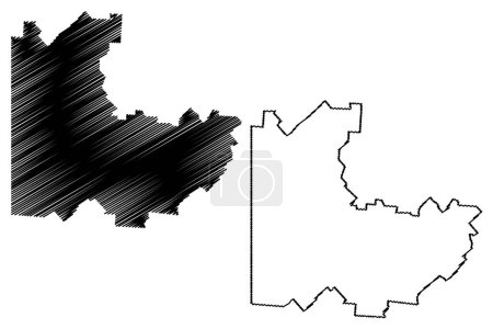 Ilustración de Shire of Boulia (Commonwealth of Australia, Queensland state) mapa vector ilustración, garabato bosquejo mapa Boulia - Imagen libre de derechos